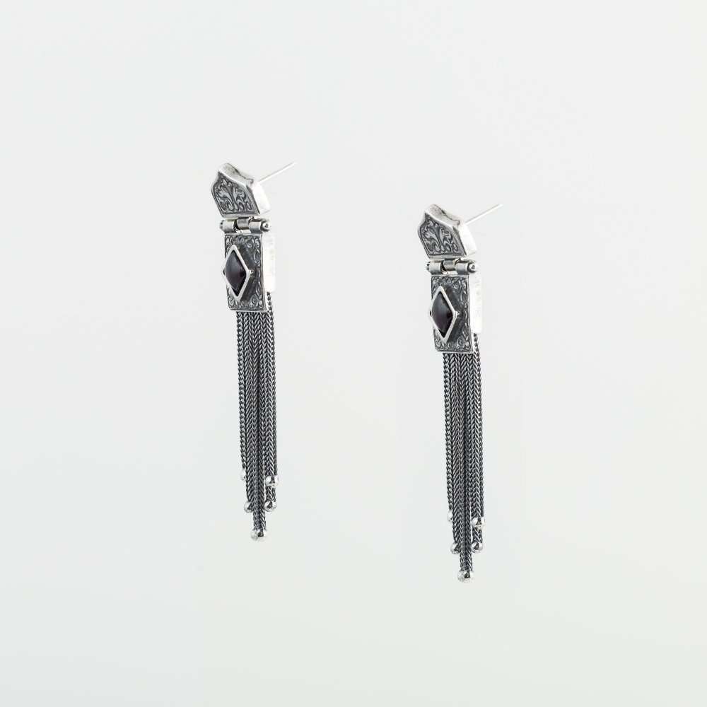 Ασημένια χειροποίητα σκουλαρίκια 925° με γρανάδα