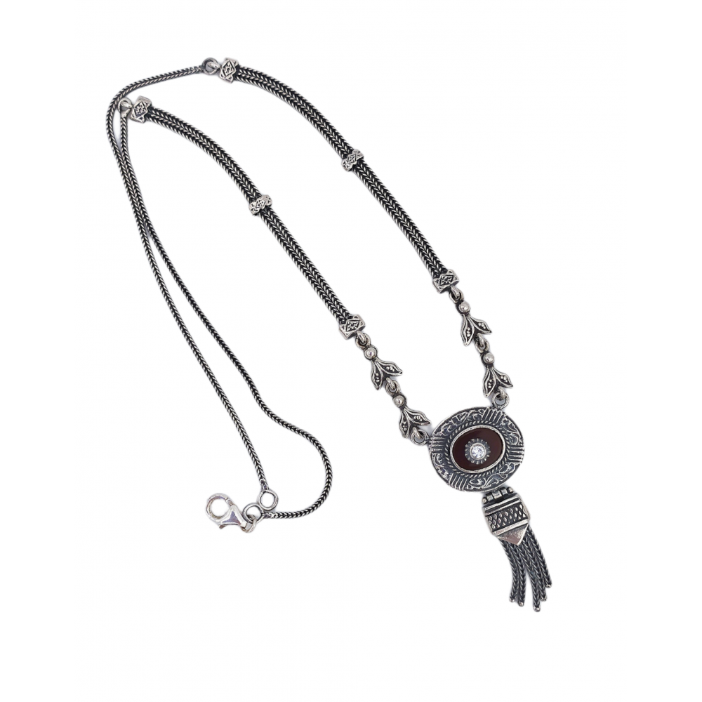 925° silver necklace, chained with agate and zircon