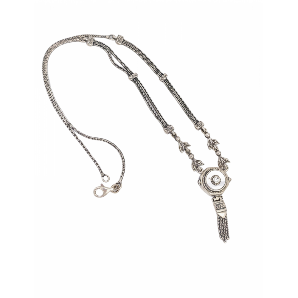 925° silver necklace, chained with mother-of-pearl and zircon