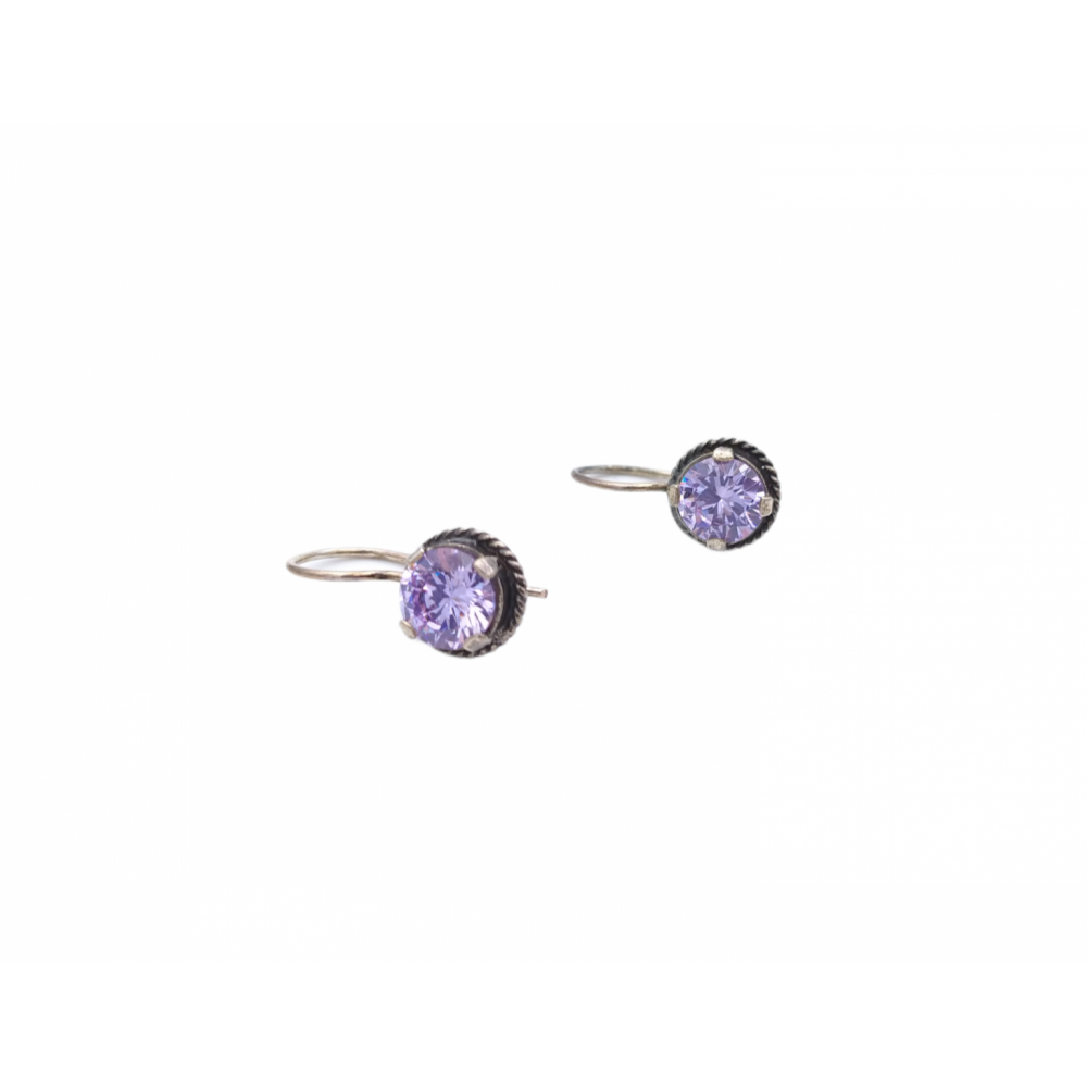 925° silver earrings, with lilac zircons