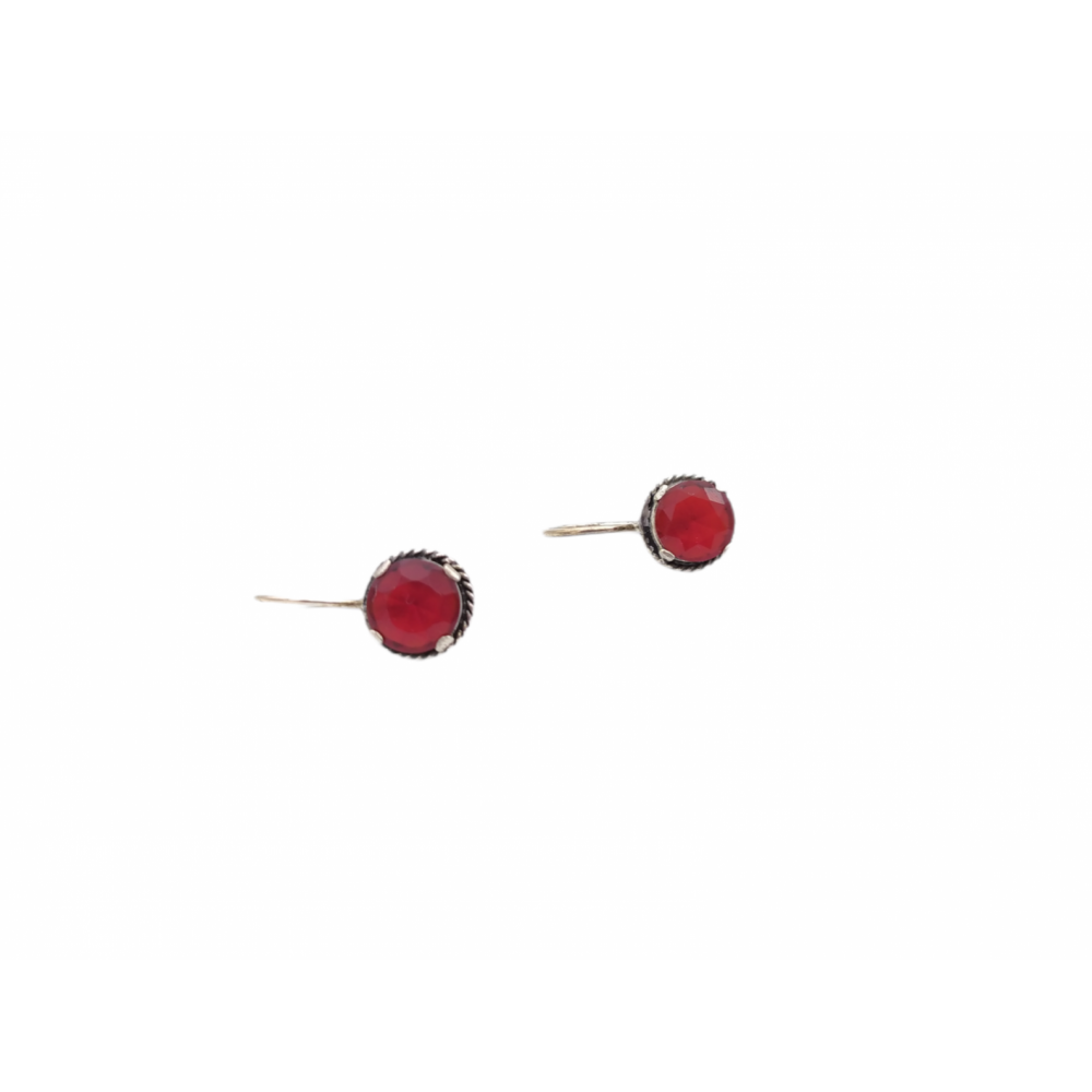 925° silver earrings, with red zircon