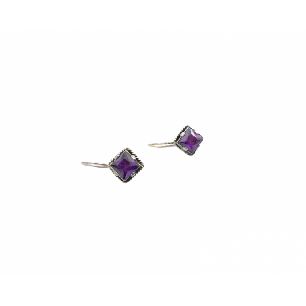 925° silver earrings, with purple zircons