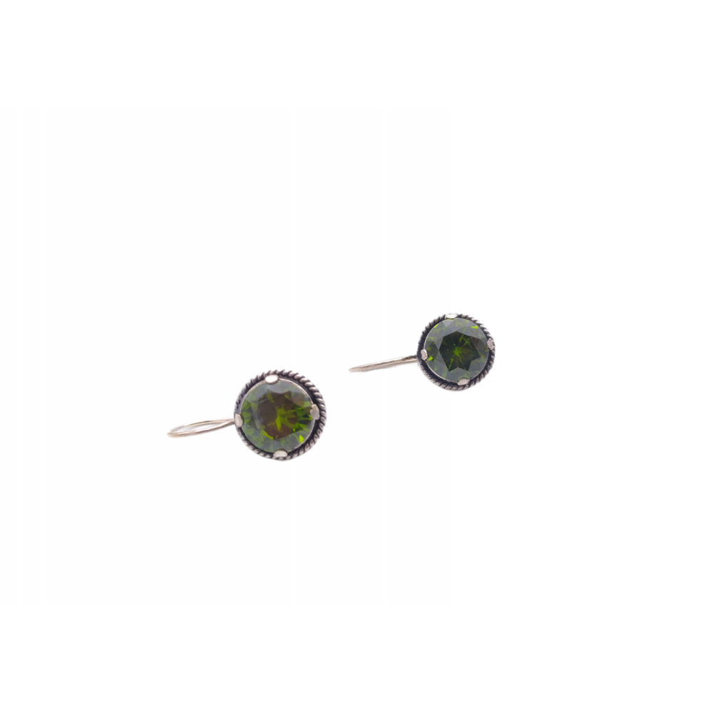 Ασημένια σκουλαρίκια 925°, με πράσινο ζιργκόν 