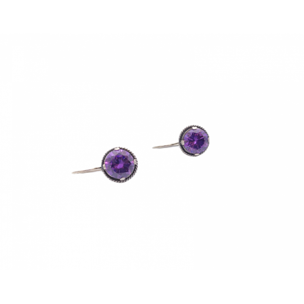 925° silver earrings, with purple zircons