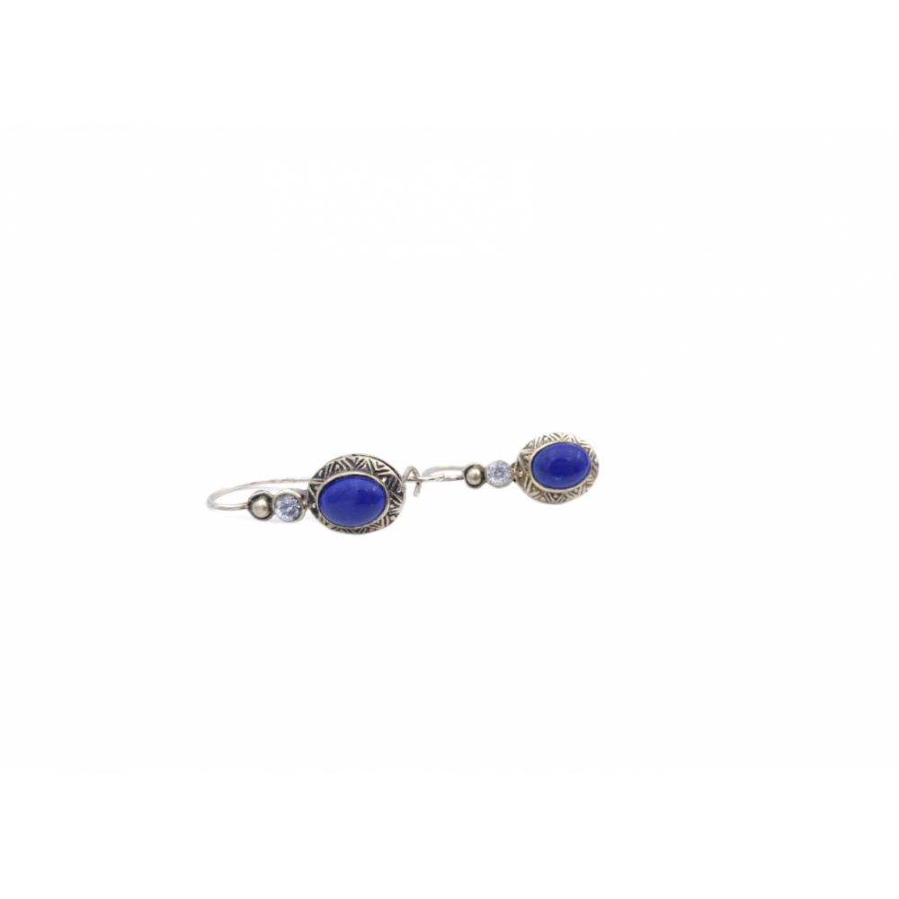 925° silver earrings, with lapis lazuli and zircon