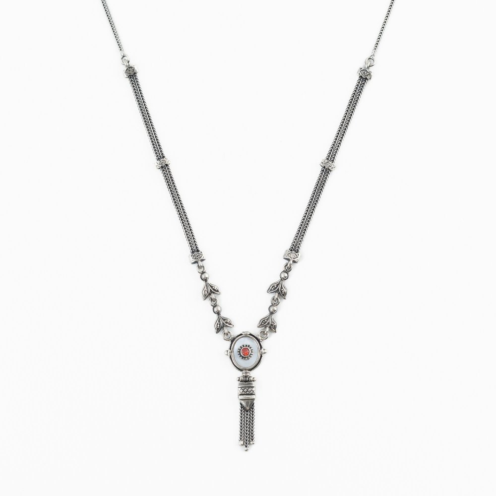 Ασημένιο χειροποίητο αλυσιδωτό κολιέ 925° με φίλντισι