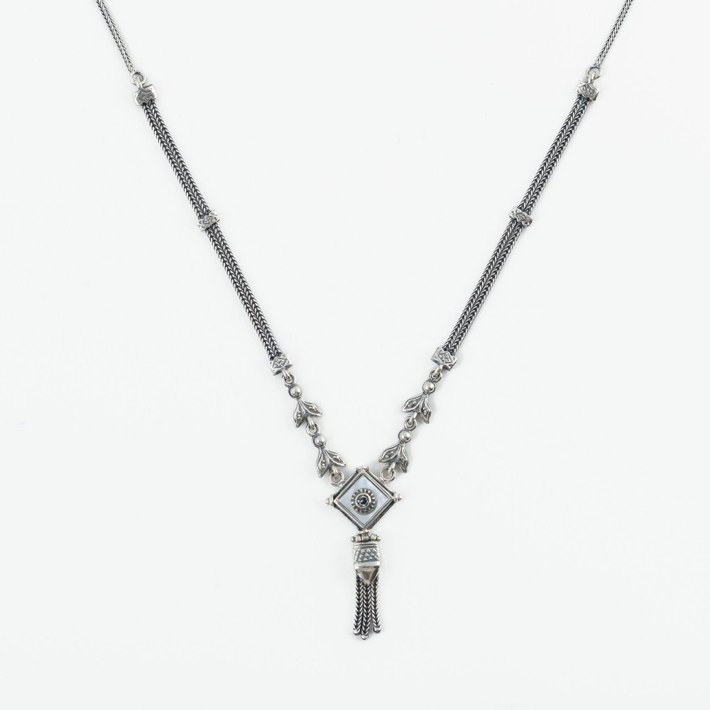 Ασημένιο χειροποίητο αλυσιδωτό κολιέ 925° με φίλντισι