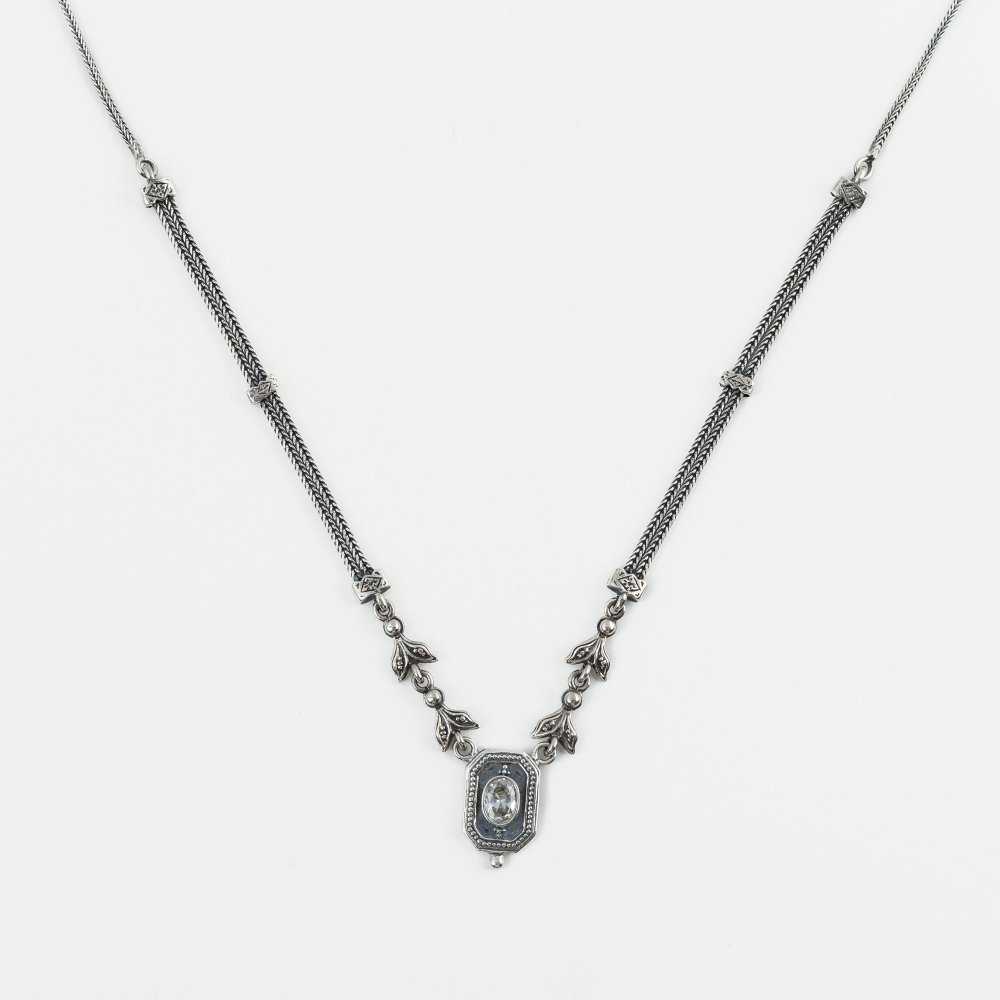 Ασημένιο χειροποίητο αλυσιδωτό κολιέ 925° με ζιργκόν