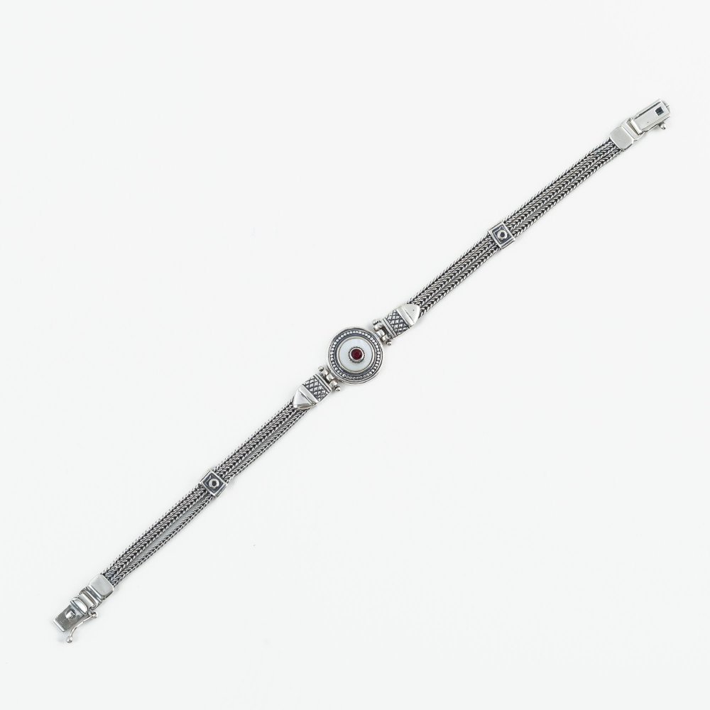 Ασημένιο χειροποίητο αλυσιδωτό βραχιόλι 925° με φίλντισι