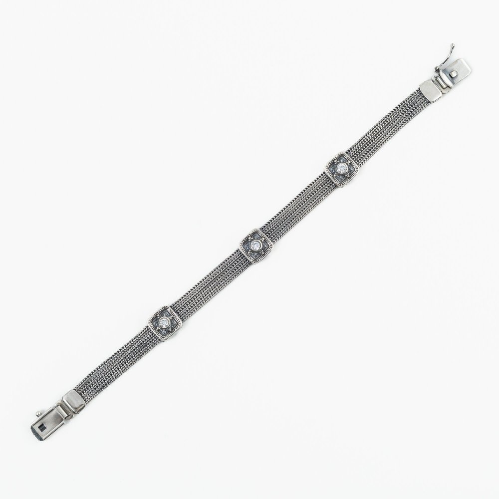 Ασημένιο χειροποίητο αλυσιδωτό βραχιόλι 925° με ζιργκόν