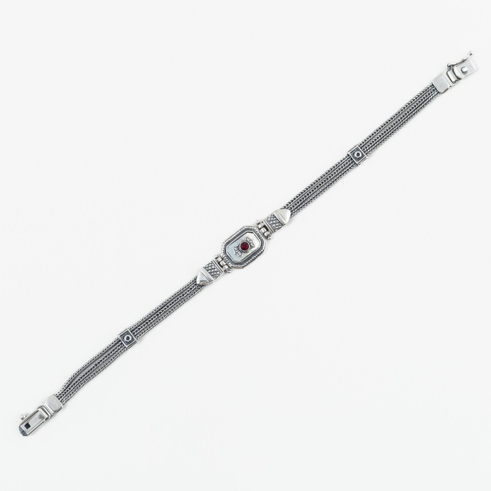 Ασημένιο χειροποίητο αλυσιδωτό βραχιόλι 925° με φίλντισι