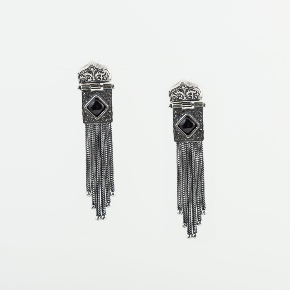 Ασημένια χειροποίητα σκουλαρίκια 925° με γρανάδα