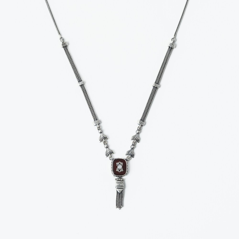 Ασημένιο χειροποίητο αλυσιδωτό κολιέ 925° με αχάτη