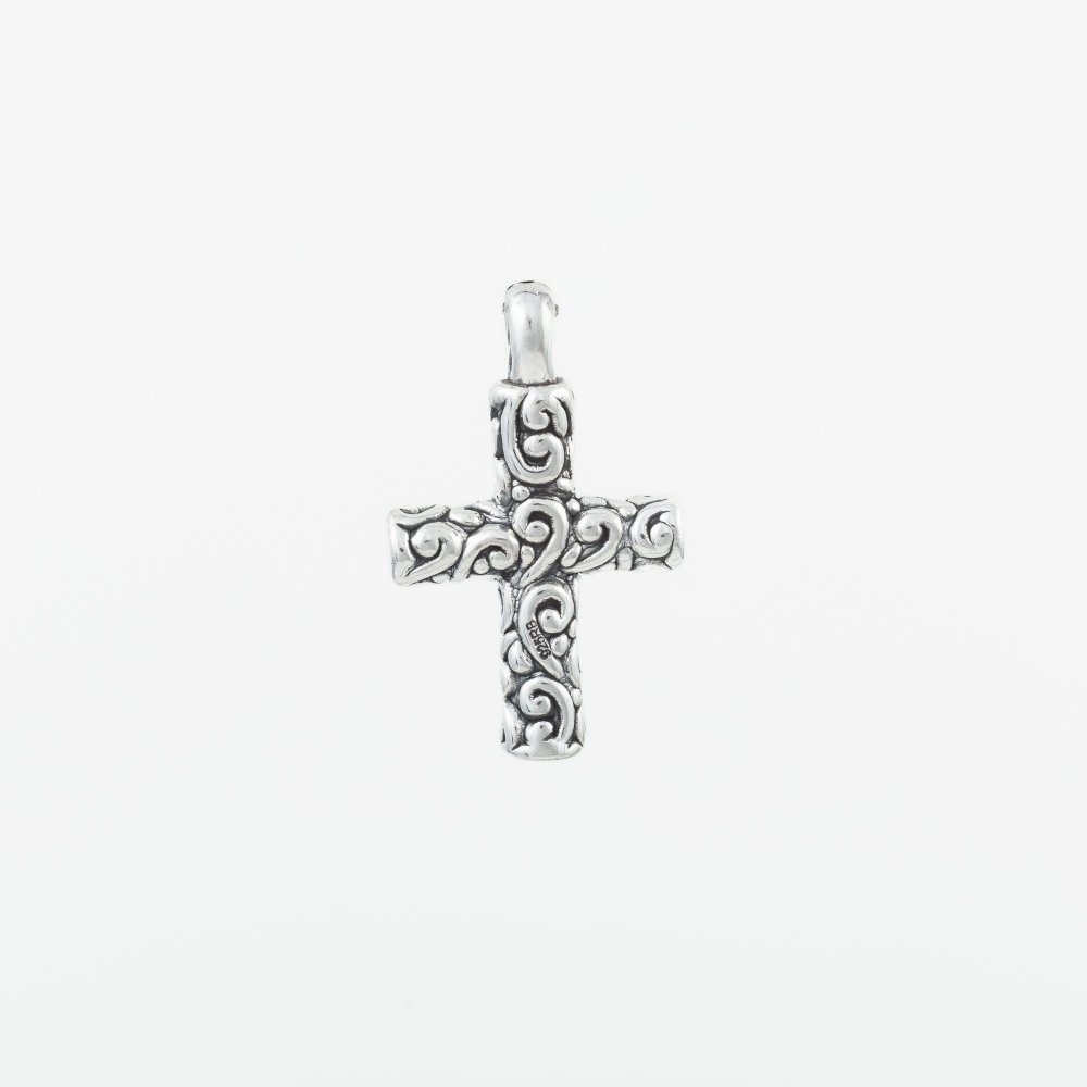 Ασημένιος σκαλιστός επιπλατινωμένος σταυρός 925° 