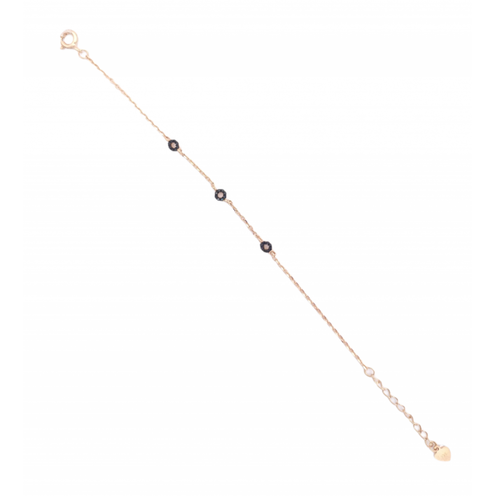 925° silver bracelet, rose gold plated with black zircons