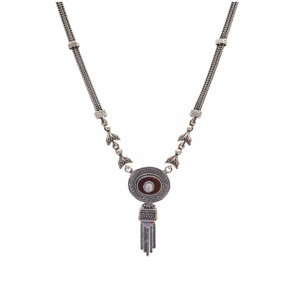 925° silver necklace, chained with agate and zircon