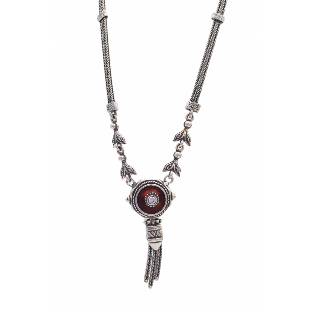 925° silver necklace, chained with agate and zircon