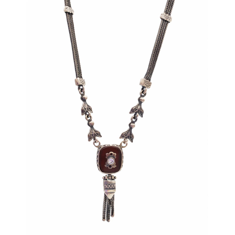 925° silver necklace, chained with agate and zircon
