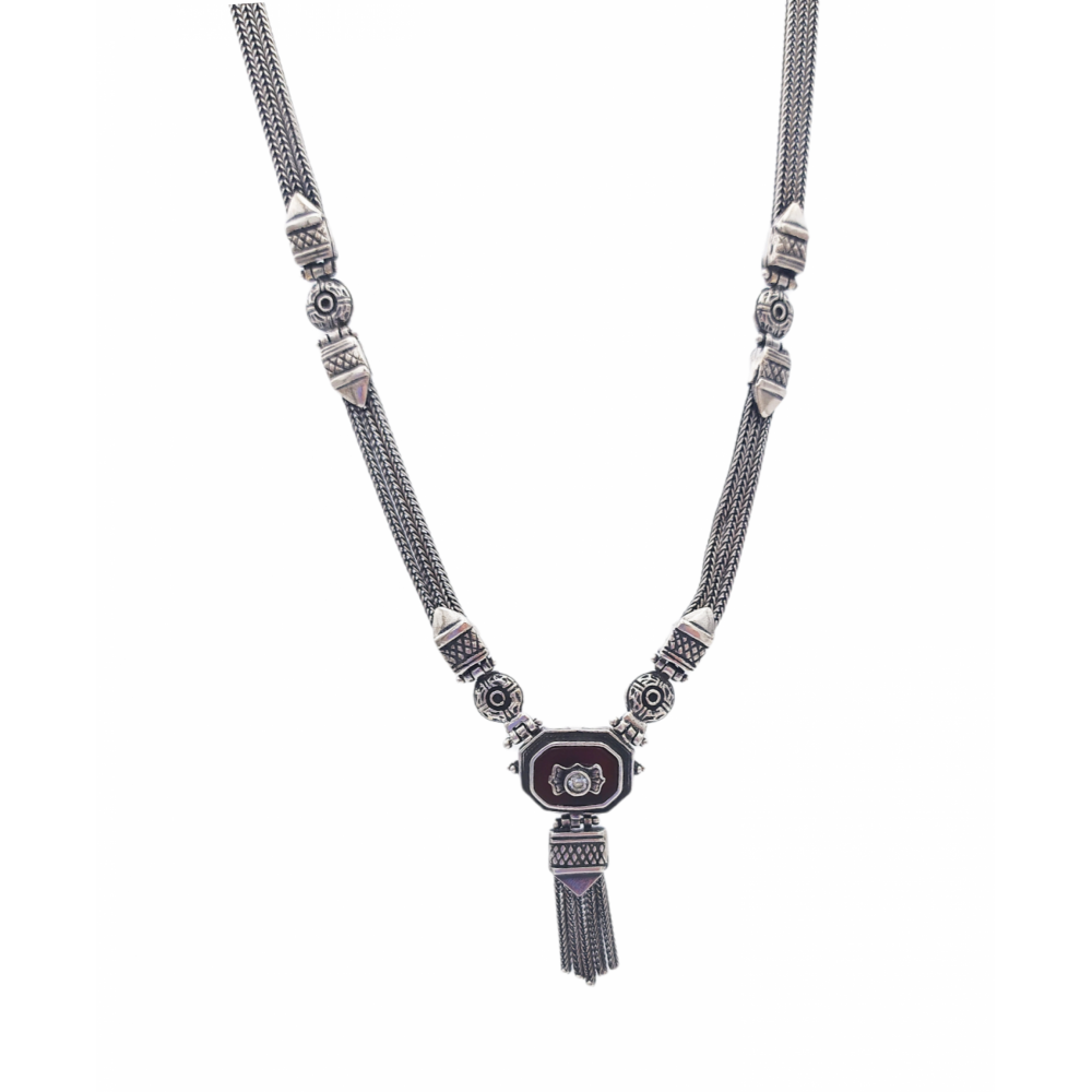 925° silver necklace, chained with agate and zircon