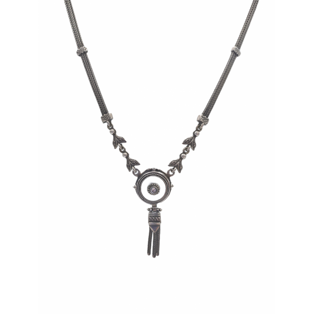 925° silver necklace, chained with mother-of-pearl and zircon