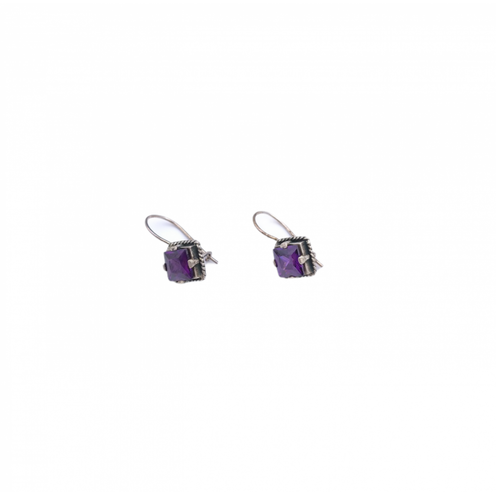 925° silver earrings, with purple zircons