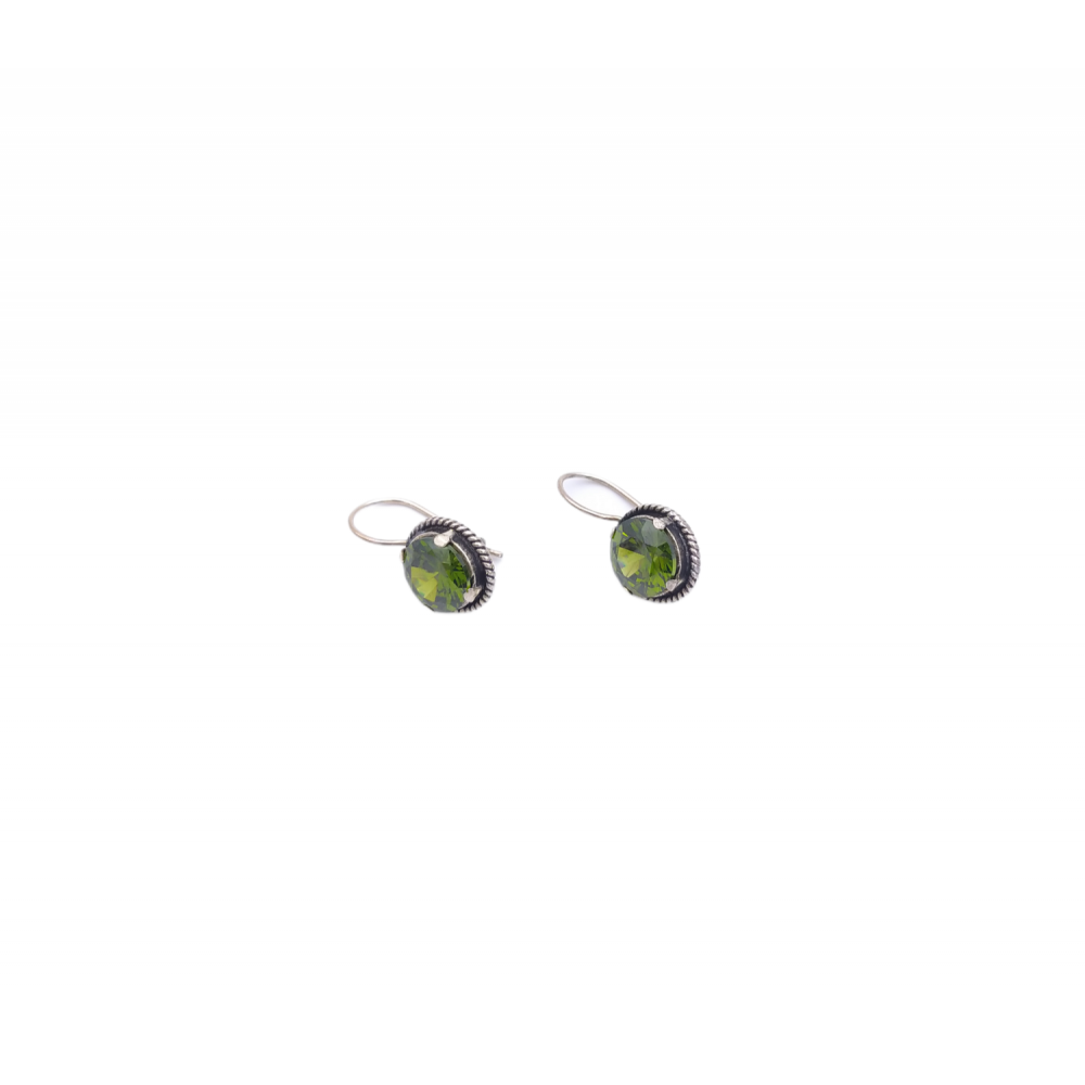 Ασημένια σκουλαρίκια 925°, με πράσινο ζιργκόν 