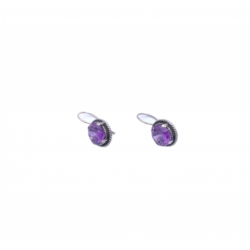 925° silver earrings, with purple zircons