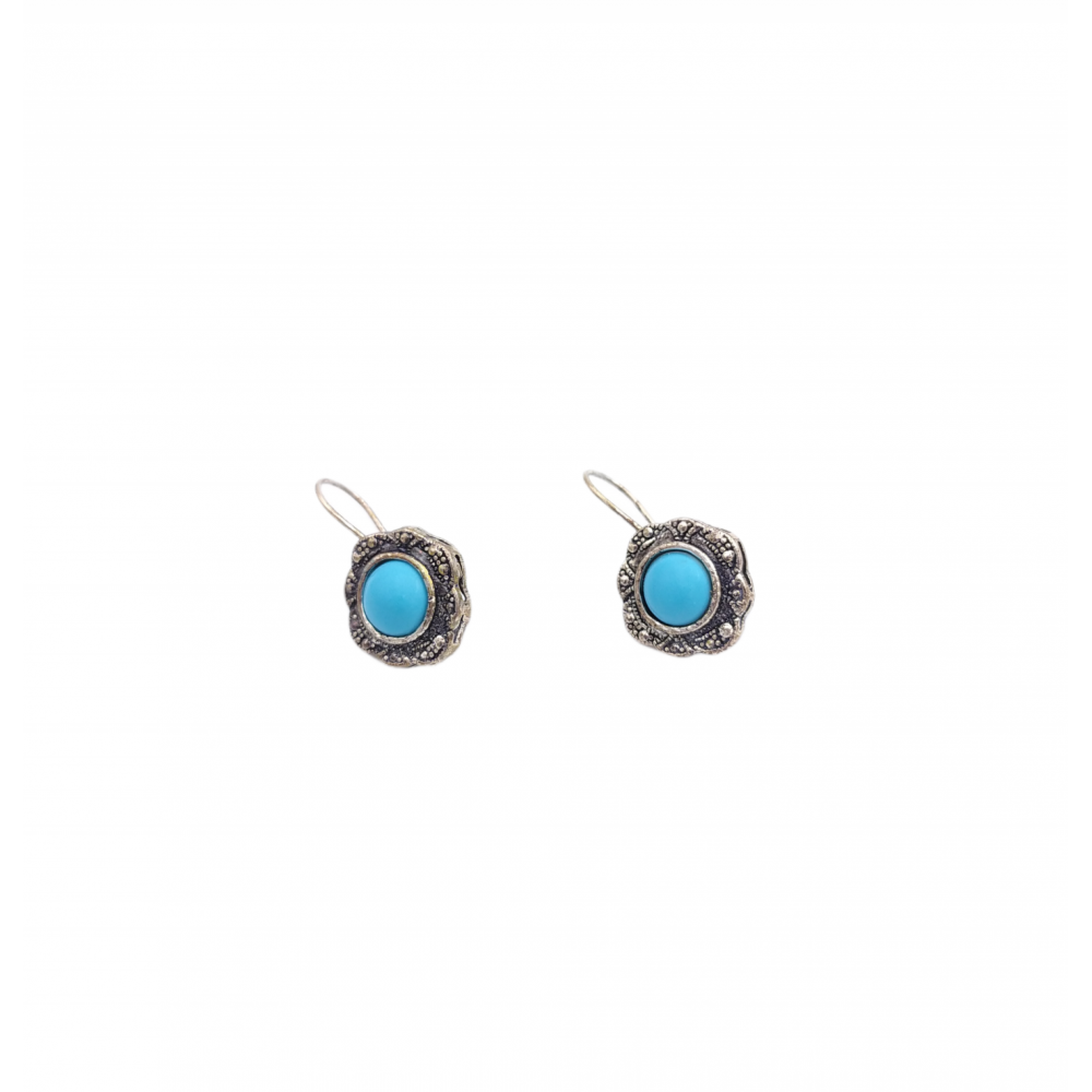 925° silver earrings, with turquoise paste