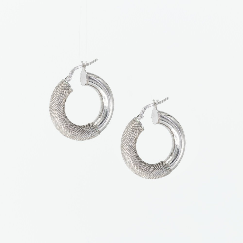 Ασημένιοι επιπλατινωμένοι κρίκοι 925° με σχέδιο