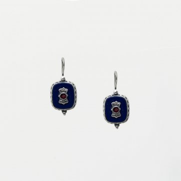 Moschos Ασημένια χειροποίητα γιαννιώτικα σκουλαρίκια 925° με λάπις