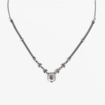 Moschos Ασημένιο χειροποίητο αλυσιδωτό κολιέ 925° με φίλντισι