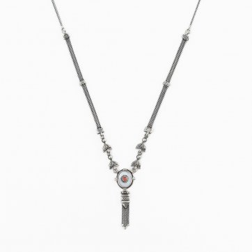 Moschos Ασημένιο χειροποίητο αλυσιδωτό κολιέ 925° με φίλντισι