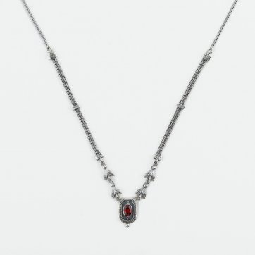 Moschos Ασημένιο χειροποίητο αλυσιδωτό κολιέ 925° με γρανάδα