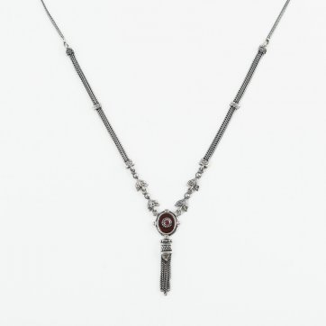 Moschos Ασημένιο χειροποίητο αλυσιδωτό κολιέ 925° με αχάτη