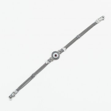 Moschos Ασημένιο χειροποίητο αλυσιδωτό βραχιόλι 925° με φίλντισι