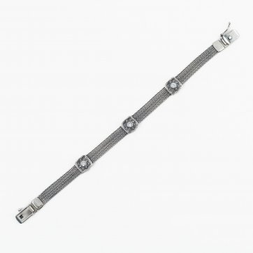 Moschos Ασημένιο χειροποίητο αλυσιδωτό βραχιόλι 925° με ζιργκόν