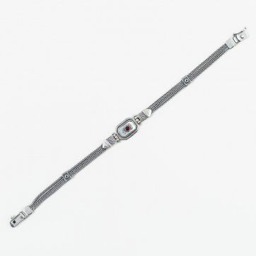 Moschos Ασημένιο χειροποίητο αλυσιδωτό βραχιόλι 925° με φίλντισι