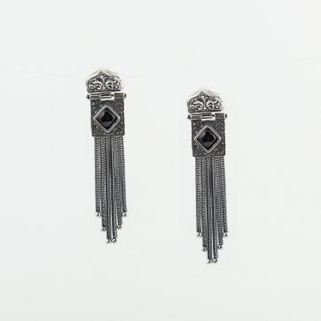 Moschos Ασημένια χειροποίητα σκουλαρίκια 925° με γρανάδα