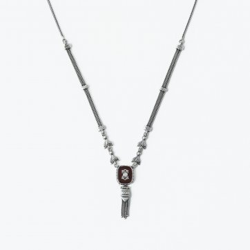 Moschos Ασημένιο χειροποίητο αλυσιδωτό κολιέ 925° με αχάτη