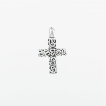 Moschos Ασημένιος σκαλιστός επιπλατινωμένος σταυρός 925° 