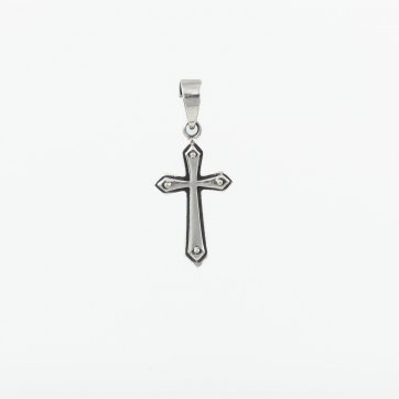 Moschos Ασημένιος επιπλατινωμένος σταυρός 925° 