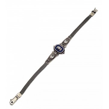 Moschos 925° silver bracelet, chain with lapis lazuli and zircon