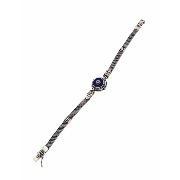 Moschos 925° silver bracelet, chain with lapis lazuli and zircon