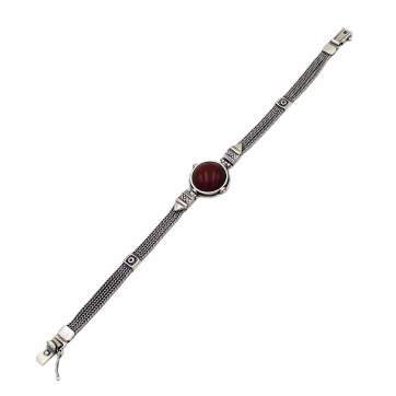 Moschos 925° silver bracelet, chained with agate and zircon