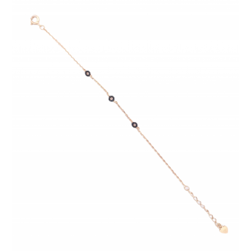 Moschos 925° silver bracelet, rose gold plated with black zircons
