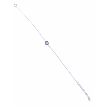 Moschos Ασημένιο βραχιόλι 925°, μάτι-στόχος με λευκά και μπλε ζιργκόν 