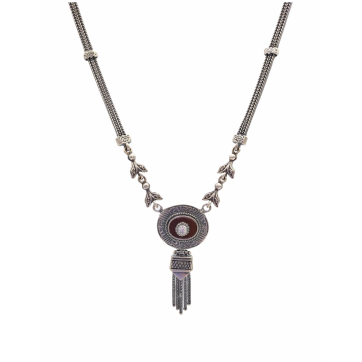 Moschos 925° silver necklace, chained with agate and zircon