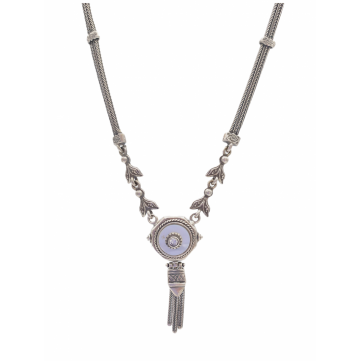 Moschos 925° silver necklace, chained with mother-of-pearl and zircon