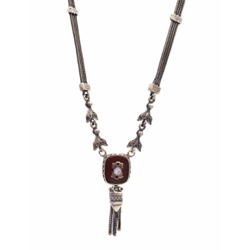 Moschos 925° silver necklace, chained with agate and zircon