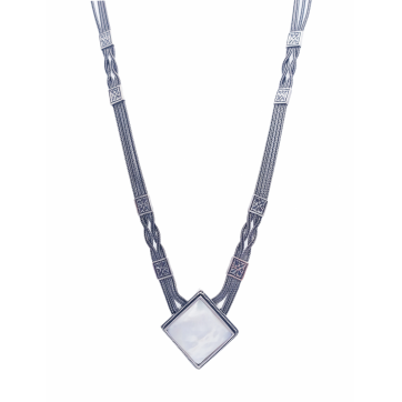 Moschos 925° silver necklace, chained with mother-of-pearl